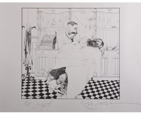 Ralph Steadman (1936-    ) British. A Barber's Shop, Lithograph, Signed, Inscribed 'for Cyril' and numbered 30/98 in Pencil, 
