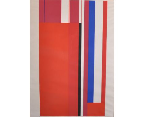 Ilya Bolotowsky (1907-1981) Russian. "Red and Blue Vertical", Lithograph, Signed and numbered 15/125 in Pencil, 34.5" x 25".