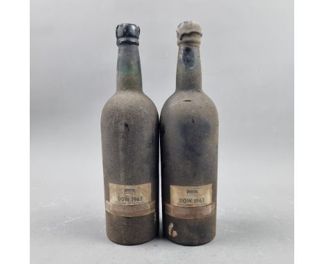 2 Bottles Dow's 1963 Vintage Port - Shipped by Grants of St James's   (Please note damage to seal but no sign of leakage/Seep