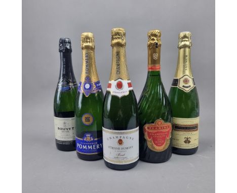 5 Bottles Sparkling Wine to include:   Pommery Brut NV Champagne,  Tsarine Brut Champagne, Etienne Dumont NV Brut Champagne (