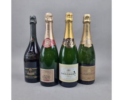 4 Bottles Sparkling Wine to include:   Louis Chaurey NV Brut Champagne,  Nicolas Courtin 2013 Champagne,  Duval leRoy Premier