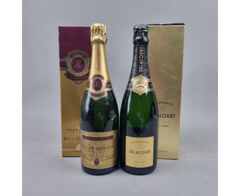 2 Bottles Champagne to include:   Louis Roederer Brut Premier NV Champagne Delacourt Brut 2004 Vintage Champagne   (2 Bottles