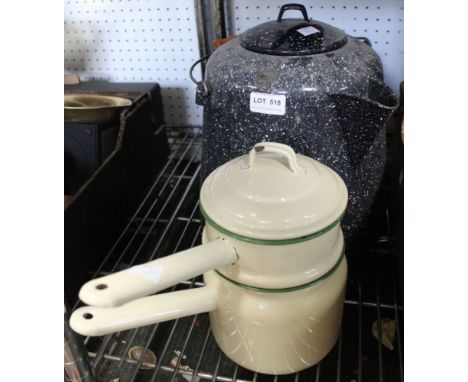 A large camping cooking vessel together enamel metal pan&nbsp;