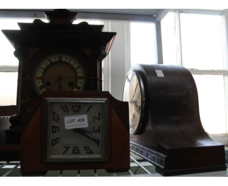 A probable Victorian mantel clock, together with an Art Deco &amp; other example