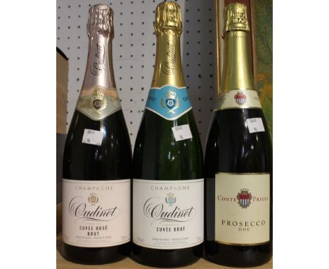 Two bottles of Oudinot champagne and a Conte Priuli prosecco (3)