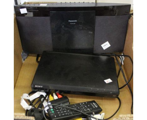 A box containing a Sony DVD players &amp; a Panasonic CD player