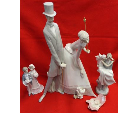 Three Lladro ceramic figure groups, includes two brides and Grooms (3)