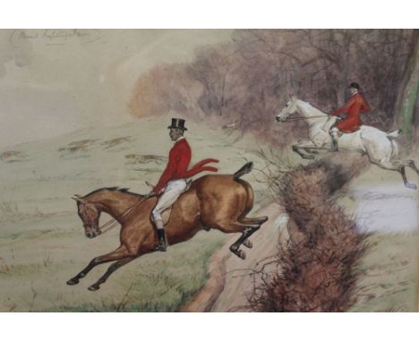 Basil Nightingale (1864-1940) "A Good Start" hunting scene, watercolour painting, signed and inscribed, top left, 22cm x 30cm