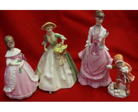 Four Royal Worcester figurines, includes; "Spring Morn", "Fragrance", "Modesty", and "Snowball