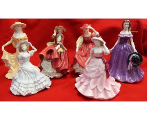 A collection of Six various ceramic lady figurines, include Royal Doulton "Buttercup", Royal Doulton "Top O' the Hill", two R