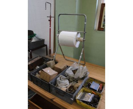 A selection of engineering tools &amp; equipment, paper towel dispenser, etc