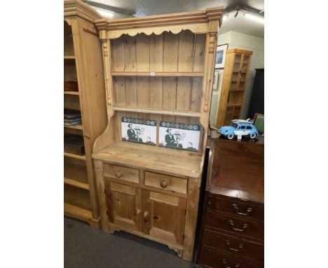 Pine shelf back dresser, 197cm by 95cm by 44cm.