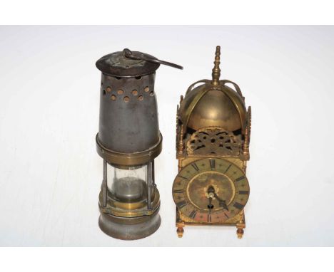 John Davis &amp; Sons miners lamp and ornate brass lantern clock.
