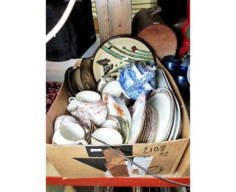 Crown Staffordshire part tea service, a Waterford cut glass vase&nbsp;and various china and glassware&nbsp;(2 boxes)&nbsp;
