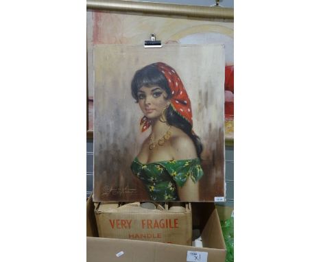 Overpainted canvas print
Gypsy girl, in the style of Tretchikoff