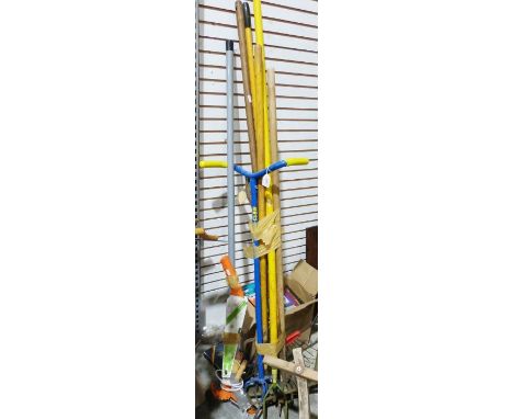 Collection of garden tools&nbsp;to include rakes, hoes, etc&nbsp;
