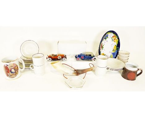Small cut glass rosebowl, boxed Spode plate&nbsp;for the 60th birthday of Her Majesty the Queen, tusk horn, various ginger ja