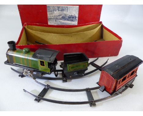 Brimtoy clock work Train with track and carriages in original Box