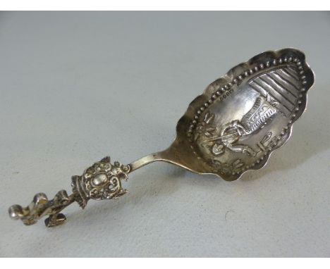 19th Century continental hallmarked fruitspoon (930).Bears hallmarks to bowl for import 1893. Mark to back neck of spoon Ramp