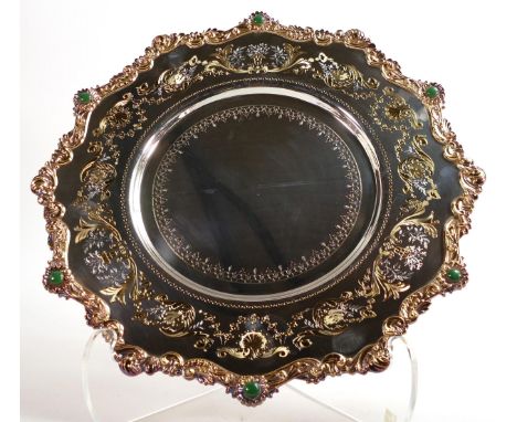 De Lamerie Fine silver plate and part gilt lay plate / tray, specially made high end quality item, new and made in England, d