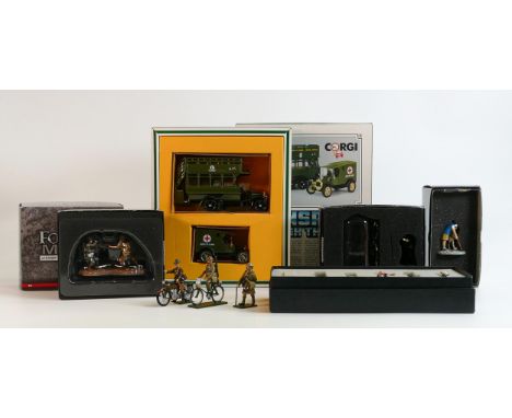 A collection of Corgi British toy soldier company &amp; Rank &amp; File branded metal toy soldiers &amp; vehicles including s