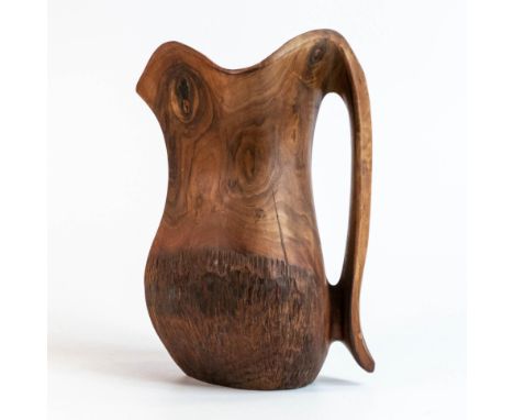 Large mid century Olive wood pitcher/jug, height 26cm 