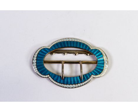 Hallmarked silver &amp; guilloche enamel belt buckle, with clear hallmarks for Birmingham 1912, maker JA&amp;S.  Measuring 62