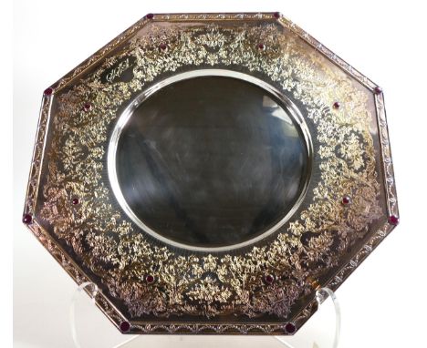 De Lamerie Fine silver plate and part gilt lay plate / tray, specially made high end quality item, new and made in England, d
