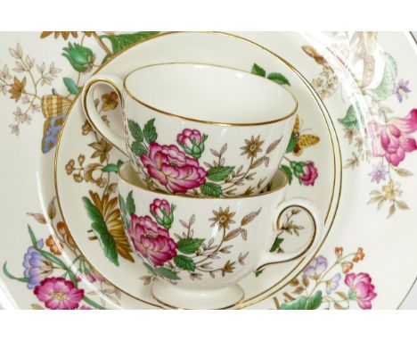 Wedgwood Charnwood tea and dinner ware to include tea set, oval platter, dinner plates, salad plates, twin handled soup bowls
