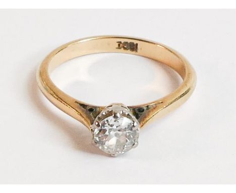 18ct gold solitaire diamond ring, approx .50ct size P, 3.7g. 