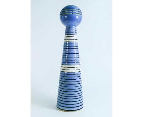 Large Modernist Pottery ribbed lamp base, with no markings &amp; production faults to base, height 52cm 