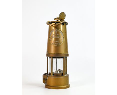 Eccles Type 6 M&amp;Q Miners / Safety lamp with Silverdale NCB colliery tag attached. 