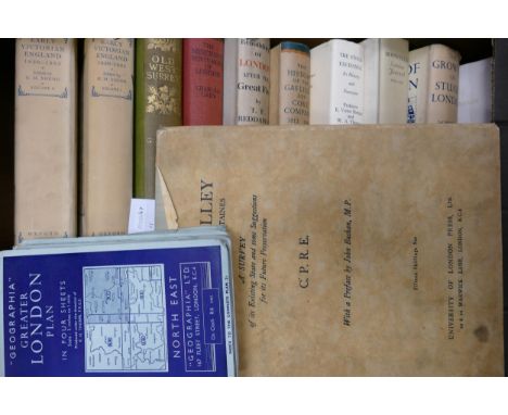 11 books relating to London, Surrey and other similar subjects, together with some old ordnance survey maps.  Details as per 