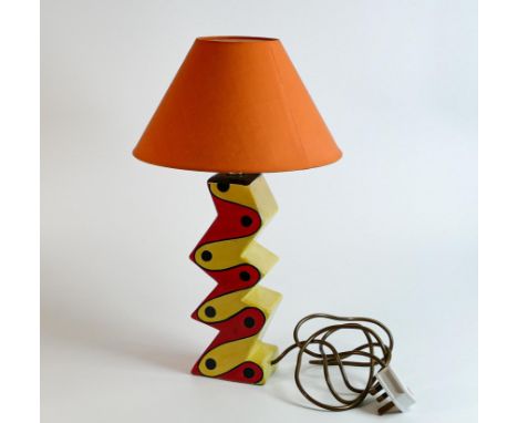 Lorna Bailey large prototype lamp base &amp; shade, dated 1999, complete height 42.5cm 
