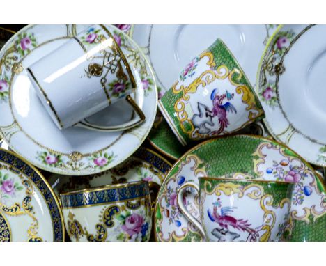 A mixed collection of highly decorated Minton, Noritake &amp; Limoges for Mappin &amp; Webb, cabinet coffee cans &amp; saucer