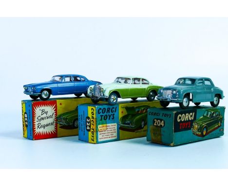 Boxed Corgi 224 Bentley Continental Sports Saloon, Corgi 238 Jaguar Mark X  &amp; 204 Rover 90 Saloon(3) 