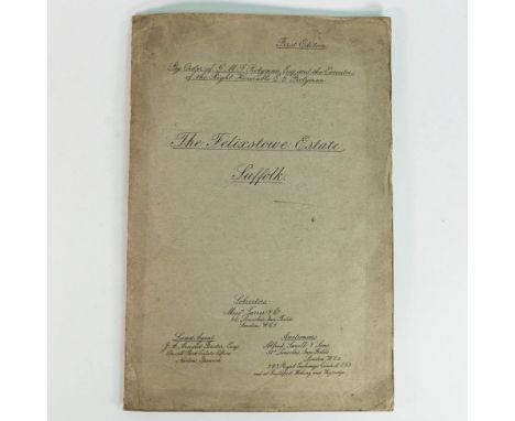 The Felixstowe Estate Suffolk Auction catalogue for dispersal sale in 1932 by Alfred Savill. First edition large document wit