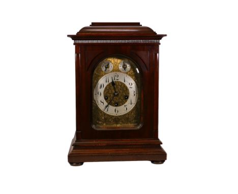 Edwardian Mahogany cased Junghans Westminster chime bracket clock, height 43cm