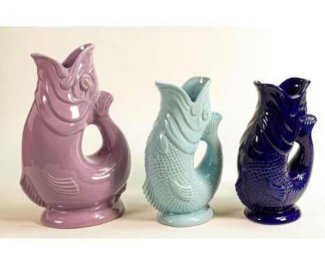 Wade Gluggle Jugs, tallest 27cm. These were removed from the archives of the Wade factory and are possible prototypes or colo