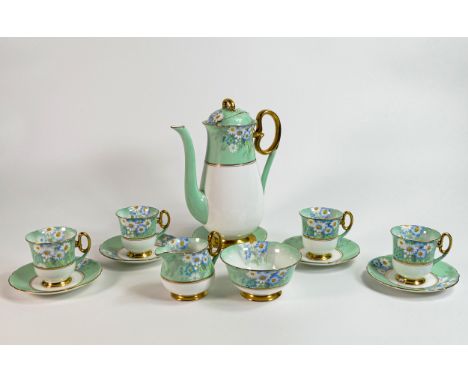 Shelley Vincent shape part coffee set  consisting of - coffee pot, 4 cups, 5 saucers, cream jug and sugar bowl. Pattern numbe