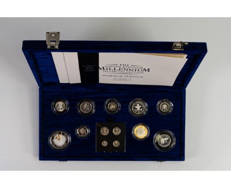 UK Millennium 13 silver coin collection (includes maundy set), together with similar Canadian silver coin version. 