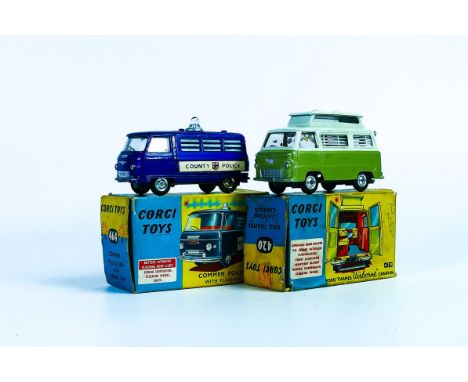 Boxed Corgi Toys 420 Ford Thames ‘Airbourne’ Caravan &amp; 464 Commer Police Van (2) 