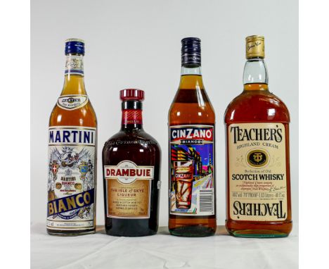 Teachers 1.13ltr 40% Scotch Whisky, Drambuie Isle of Skye Liqueur 70cl 40%, Martini Bianco &amp; Cinzano Bianco (4) 