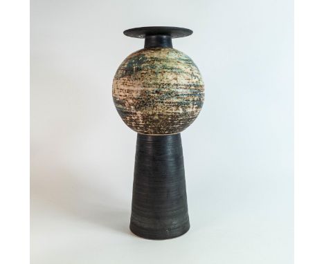 Isabella Pope Studio Pottery large Planet Pot vase, experimental form and glazes. Signed &amp; dated 1989, Isabella Pope - Ma