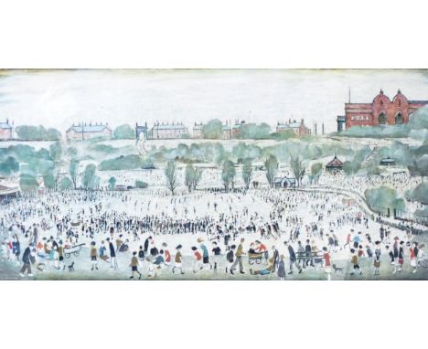 Laurence Stephen Lowry (1887-1976). Peel Park, Salford, artist signed print, BCD blind stamp, 42cm x 79cm excluding mount &am