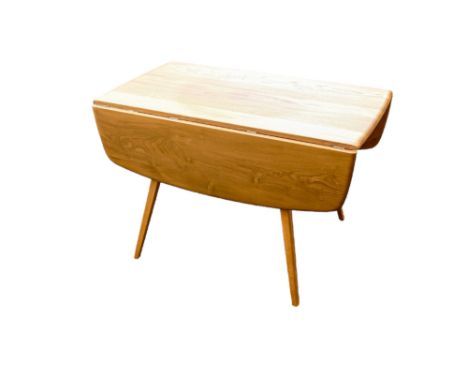 Late 20th century Light coloured Ercol drop leaf dining table, open length 128cm, depth 112cm &amp; height 71cm 