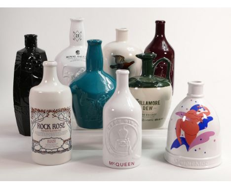 Wade Whisky &amp; Gin themed ceramic decanters including - Rock Rose Gin, McQueen Gin, Famous Grouse, Royal Salute Whisky etc
