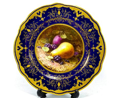 Coalport gilded cabinet plate, hand painted with fruit by F H Chivers, good condition some light crazing to reverse. d.26cm. 