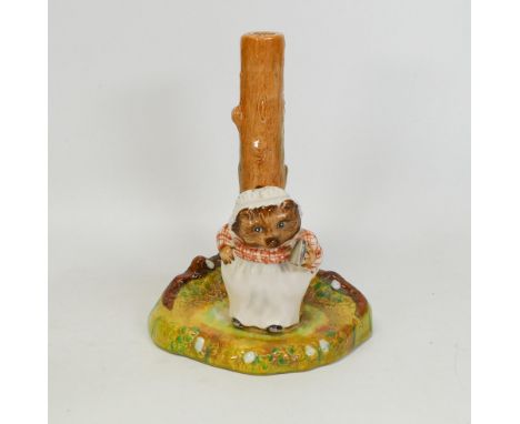 Beswick Beatrix Potter tree stump lamp base with Mrs Tiggy Winkle 