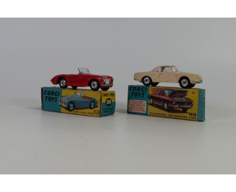 Boxed Corgi 300 Austin Healey Sports car &amp; similar Volkswagen 1500 Karmann Ghia (2) 